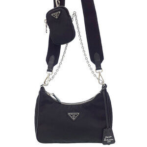 Prada ReEdition 2005 Saffiano Leather Chain Shoulder Bag Black